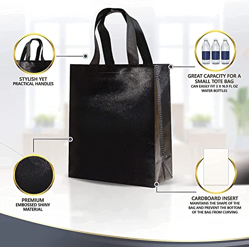 Image of DOUBLE R BAGS Reusable Small Gift Bags - Elegant Gold Shopping Bags with Handles for Weddings, Birthdays, and Return Gifts - Eco-Friendly & Durable.