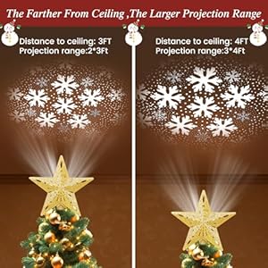 Christmas Tree Topper Lighted with 6 Pattern Projection Modes, Christmas Star Tree Topper Built-in LED Rotating Lights, 3D Glitter Dynamic Projection for Christmas Tree Decor(Gold) Christmas Tree Topper Lighted with 6 Pattern Projection Modes Christmas Star Tree Topper Built in LED Rotating Lights 3D Glitter Dynamic Projection for Christmas Tree DecorGold