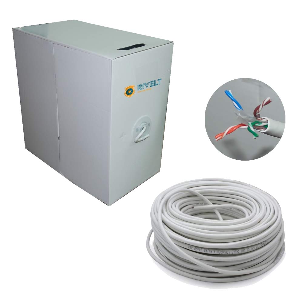 RVT SECURITY Rivelt 305m Cavo di Rete Ethernet | CAT6, AWG23, CCA, UTP, RJ45 | Bobina di Rete | Bianco (305 Metri)