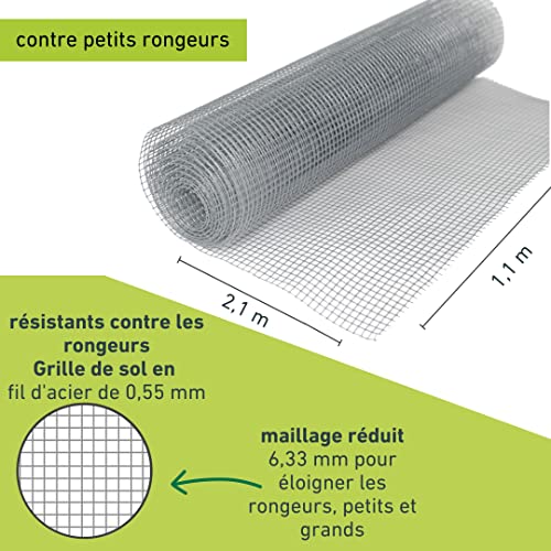 Windhager Grillage anti-taupes pour potager sur-élevé, Treillis de campagnol, Fil de Volière, Garde campagnol, Grille de Protection pour Lits surélevés, 2, 1 x 1, 1m, 79013