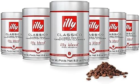 illy Whole Bean Coffee, Classico Medium Roast, 8.8oz, 6 Pack