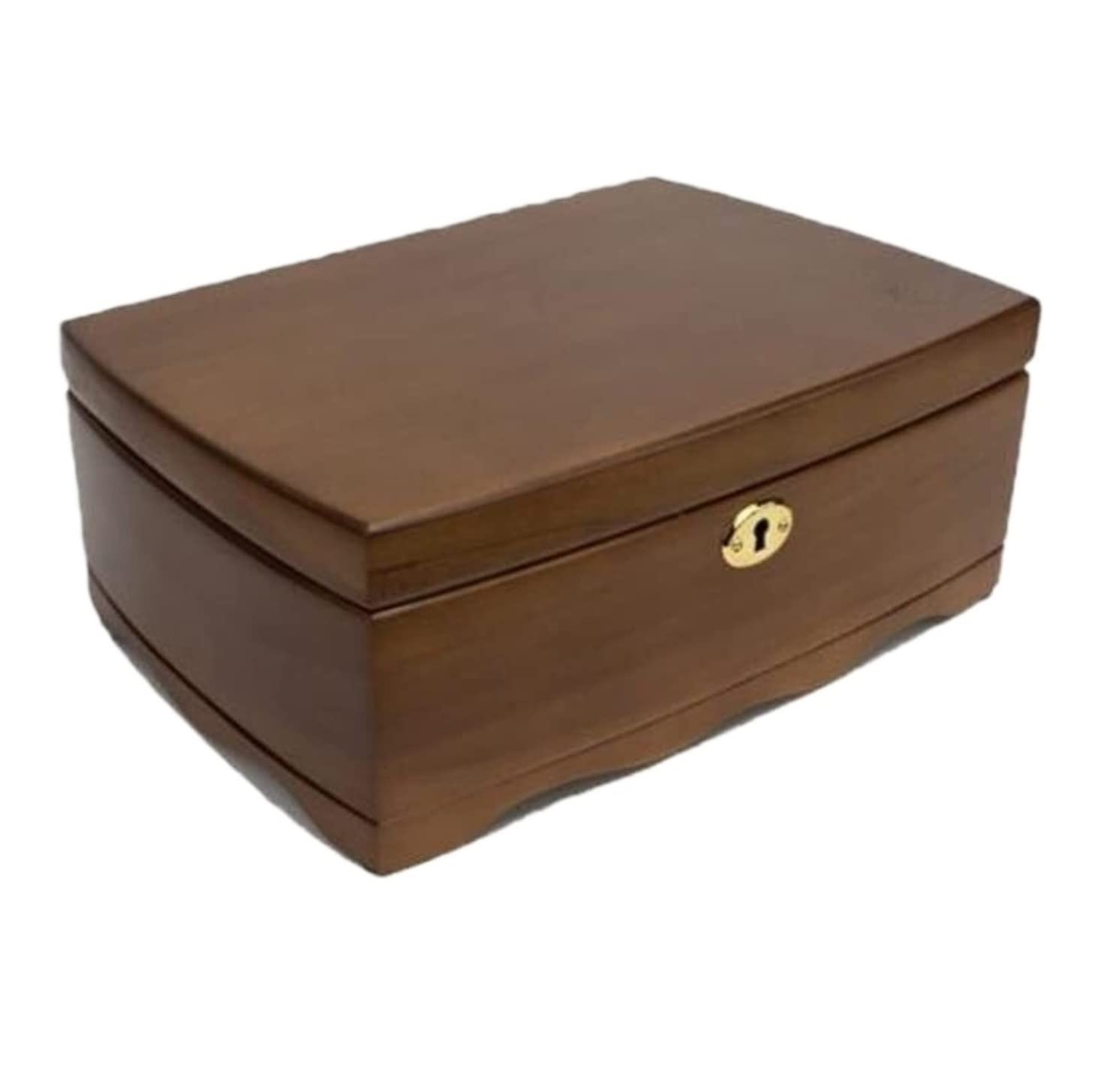 HVMBEUGOS Jewelry Box Wooden Jewelry Box Watches Storage Jewelry Display With Key For Ring Earrings Jewellry Holder (Brown 26 * 18 * 10Cm)