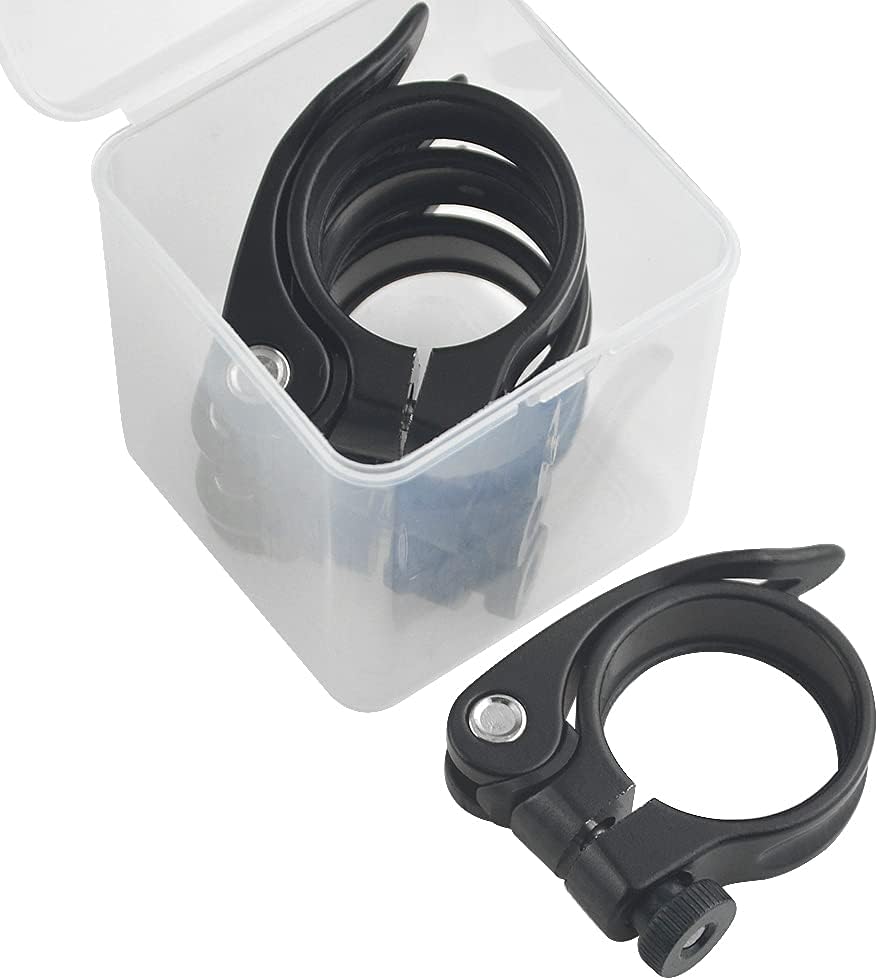 4Pcs Bicycle Seat Clamp Mountain Bike Road 31.8mm 34.9mm Aluminum Alloy Bike Bicycle Quick Release Seatpost Clamp Ring Fittings Black (34.9mm)