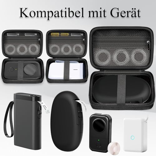 APKOL Tasche Kompatibel mit SUPVAN E10/E16 Beschriftungsgerät, für Nelko P21/prt/NIIMBOT D110/Pristar P15 Labeldrucker Mini Bluetooth Handgerät Etikettendrucker (nur Tasche)-Schwarz