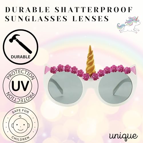 ShadyVEU Unicorn Horn Round Sunglasses Children Toddler Kids UV Protection Age 2 to 8 Cute Small Fashion Shades2
