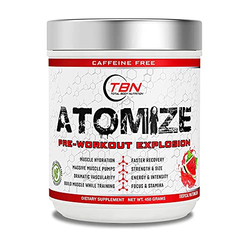 TBN Labs Atomize Pre Workout with Balanced Amino Acid Blend- Pre Workout Powder for Might Muscle Pump, Build, Recovery, and Energy Boost, Workout Supplement for Unisex in Wild Cherry Flavor 450g