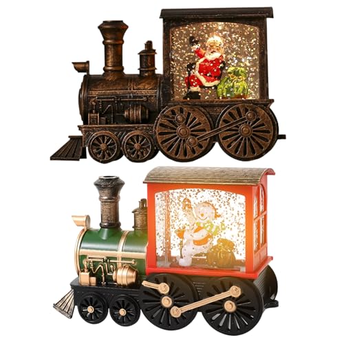 Train de Noel retro eclairé a eau scintillante, finition de qualite pour deco de sapin - 4