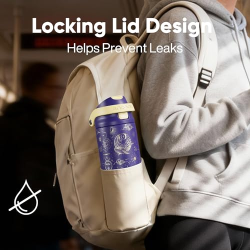 Image of ENCOOL Leakproof Insulated Water Bottle with Straw Dual-Sip Water Bottle Bag-Safe Design for Work, Commute & Gym - Keeps Drinks Cold All Day, 24 oz, Astral Chart