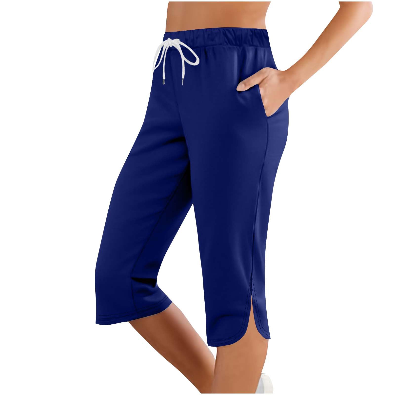 Women Capri Pants Summer Cut Out Side Casual Fashion Drawstring Soft Comfort Capris Workout Running Cropped Jogger — view 16