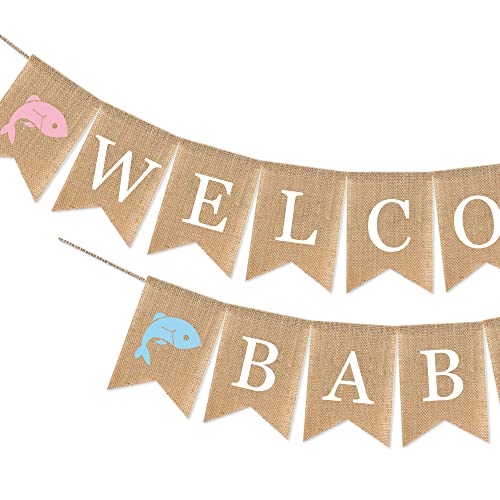 Fishing Baby Shower Decorations For Boys And Girls, Welcome Baby Burlap Banner,Nautical Under The Sea Baby Shower Sign And Flag,Pirate And Mermaid Party Supplies,Suitable For Fishing Themed Décor,Let's Go Fishing Party,Storybook The Cat In The Hat Themed Birthday Party,Boy Rustic Reel Excited Party,Fishe Or Fishe Party,One Fish Two Fish Red Fish New Fish Baby Shower,Guess How Many Fish In The Sea Mermaid Party, Crawl-Fish Baby Shower,O-Fish-Ally Fishman Baby Shower. #TOP2