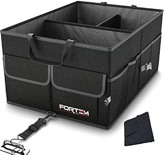 FORTEM Car Trunk Organizer, Collapsible Storage, Non Slip Bottom, Securing Straps