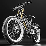 cysum m900 Elektrofahrräder Herren, 26 Zoll Fat Reifen E Bike, Elektro Mountainbike, Strand Schnee Berg Elektrofahrrad Mit Mittelmotor, 48V 17Ah Li-Batterie, Shimano 9 Geschwindigkeiten (Schwarzgrau)