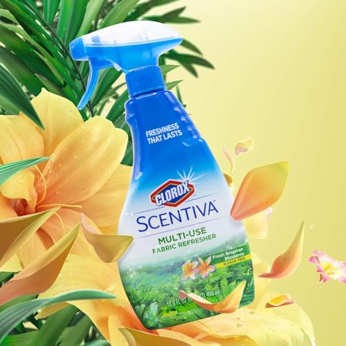 Image of Clorox Scentiva Refresher Spray, Fresh Brazilian Blossoms Scent - Multi-Use Fabric & Linen Freshener Spray - Odor Eliminator for Home, Upholstery, Bedding, Curtains, Room, 16.9 Fl Oz - 2 Pack