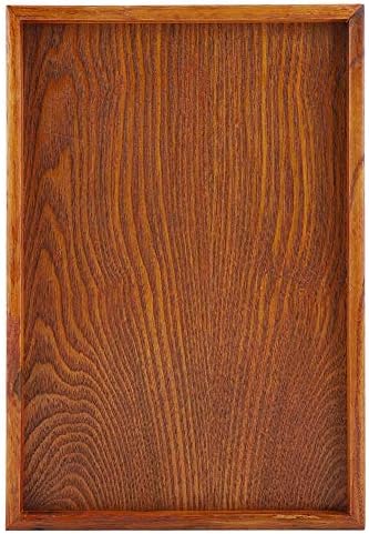 Wooden Tray, Solid Wood Rectangular Tableware Serving Tray Food Fruit Plate Tea Serving Plate Snacks Food Storage Dish Serving Table Plate for Restaurant Home (35*15cm)