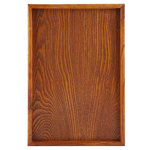 Bandeja de madera, maciza Vajilla rectangular Bandeja de servicio Plato de fruta Plato de té Bocadillos almacenamiento de comida Plato de mesa de restaurante para el hogar (35*24cm)