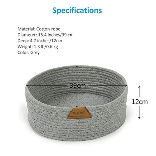 Cat Bed Basket Nest Round Cotton Rope Woven Warm Medium,Pet Sleeping Bed House Cute Fun Scratcher Scratching Scratch Mat Pad for Puppy Small Dogs Indoor Play Eco Washable Winter Summer (Gray) - Image 3