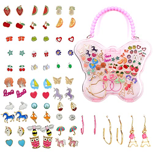 Ohrringe für Mädchen,SnailGarden 33 Paar Mädchen Ohrstecker Set mit 1 Aufbewahrungsbox,Edelstahl & Nickelfrei,Kinder Ohrstecker Ohrringe Schmuck Set,Schmuck Ohrringe für Mädchen Kinder Frauen Cover