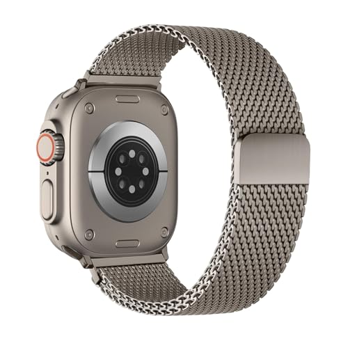 WSYB Milanese Magnetic Band Compatible with Apple Watch, Breathable Stainless Steel Mesh with Strong Magnetic Buckle, Compatible with iWatch Series, Rose Gold (Titanium, 38/40/41mm)