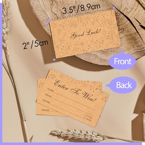 300 PCS Raffle Tickets, Enter to Luck Entry Form Cards with Space for Name, Email Address, Phone Number for Contest, Raffles, Ballot Box, 50/50, Auction (3.5” x 2”, Kraft Style)