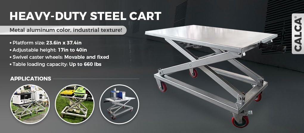 23.6in x 37.4in Foldable Platform Cart Foldable Push Hand Cart Height Adjustable Platform Cart for Machines Heat Press Machine Printing Machine