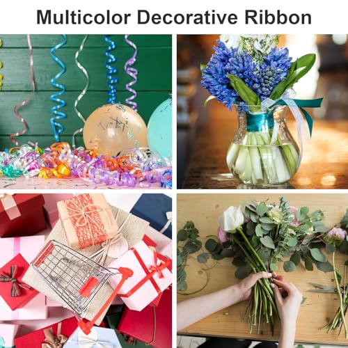 12 Rollen Geschenkband in bunten Farben,10 m je Rolle Ringelband Bunt, Curling Ribbon Rolle für Hochzeit Partei Festival Dekoration Handwerk Geschenkverpackung Florist Luftballon
