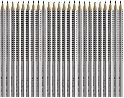 Faber-Castell 117697 - Bleistifte GRIP 2001, Schaftfarbe: silber, schwarz (2H, 1 stück (24er Pack))