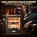 XIFEI Cigar Humidor Cabinet, Glass Top & Adjustable LED Lighting, Digital Hygrometer, 2 Humidifiers, Cigar Tube, Desktop Cedar Wood Humidor with Accessory Drawer for 80-100 Cigars, Ideal Men's Gift