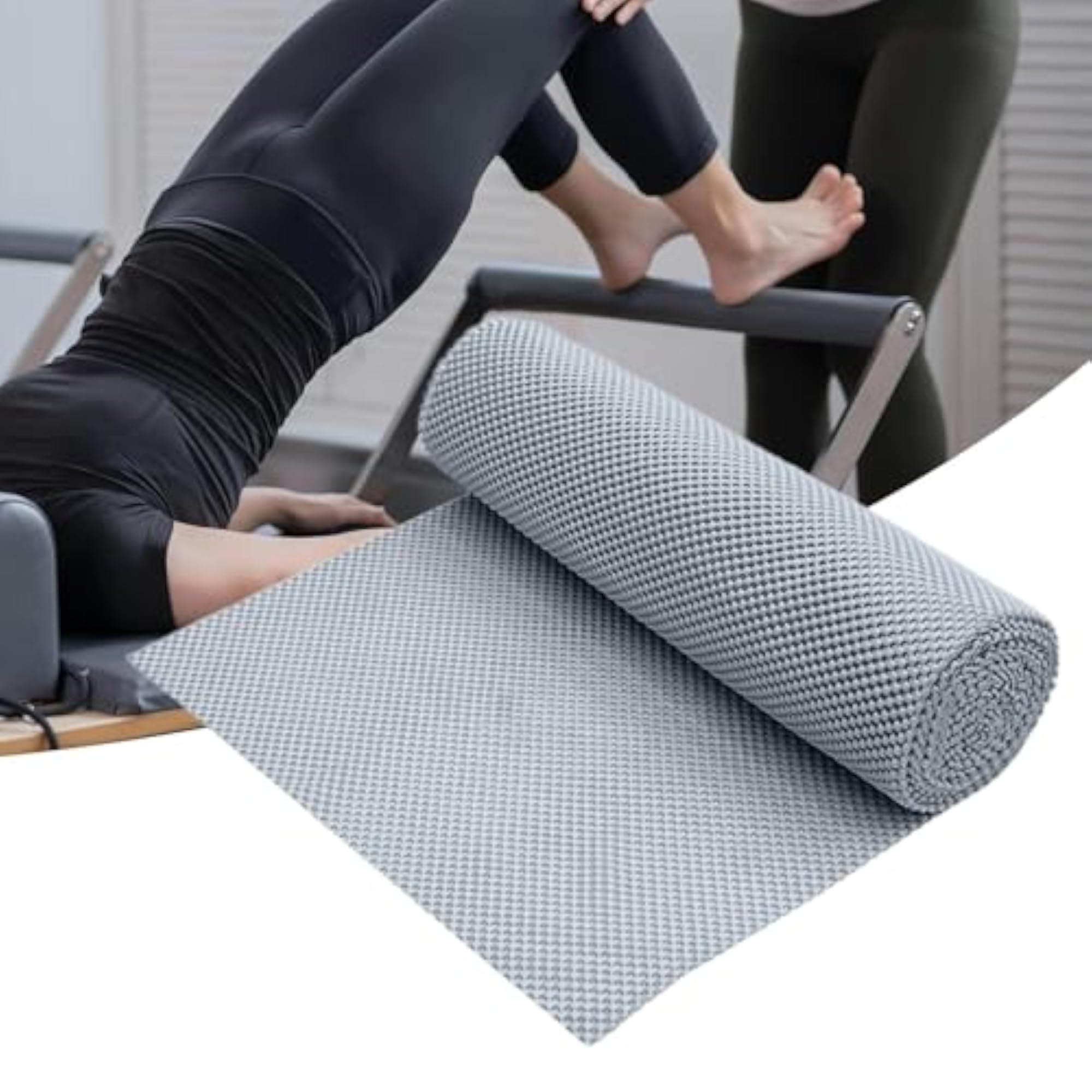 Nonslip Pilates Mat for Weight Training, Cuttable Grip Liner
