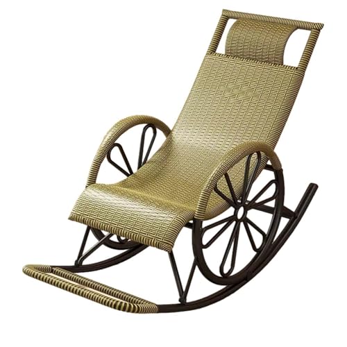 Genérico Silla Mecedora de Ocio, Silla de Ocio, sillas mecedoras de ratán de PE, Tumbona de Patio de Gravedad Cero, Silla Mecedora de Mimbre para Todo Clima con Estructura de Acero, Silla Mecedora su