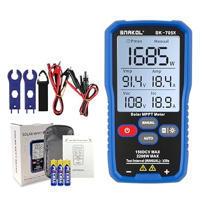 Solar MPPT Power Tester for Photovoltaic Modules, 2200 W, 150 V DC Max, 45 A, Automatic & Manual Power Measurement, Voc Isc Vmp Pmax, 3.2" LCD with Backlight, Portable PV Tester (SK-705X)