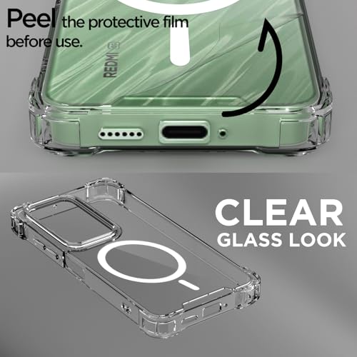 Image of Pikkme Back Cover for Redmi 15 5G Mag-Safe Shockproof PC + TPU Protective Case Magnetic Support Bumper Case (Transparent Mag-Safe)