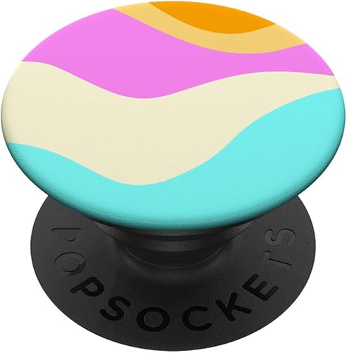 Retro Waves Swirls Pastel Rainbow Wavy Stripes 70s Aesthetic PopSockets Adhesive PopGrip