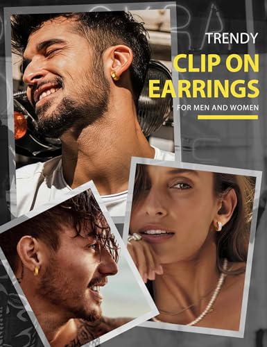 Jstyle 3 Pairs Stainless Steel Mens Womens Hoop Earrings Clip On CZ Non-Piercing2