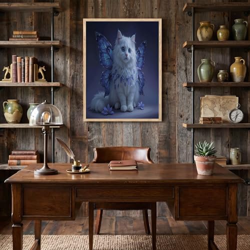 Tableau chat blanc avec des ailes HASLEFND violet 60x90cm - 4