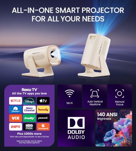 BIGASUO Roku TV Rotating Smart Projector w/ WiFi & Bluetooth - image 2
