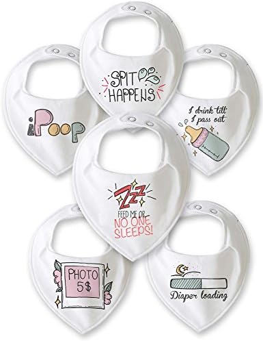 Bandana baby drool bibs w/ original design for boys and girls. Set of 6 -100% Organic bandana drool bibs. Exclusive Unisex Design for newborns. CPC certified bandana bibs for teething infants.