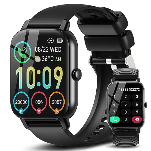 Smart Watch for Men Women(Dial/Answer Calls), Activity Trackers with Heart Rate/Sleep Monitor, 112 Sports Modes/IP68 Waterproof,1.85" HD Touchscreen Fitness Watch Compatible with Android iOS, Black