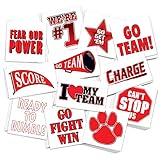 Team Spirit Temporary Tattoos / 48 Pack/Perfect for Game Days - Cheer - School Events - Spirit Day/Skin Safe/Removable (Red)