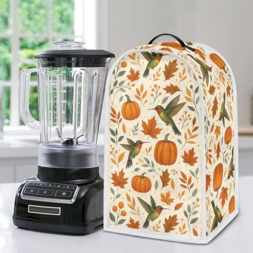 Image of Pumpkin Hummingbird Blender Cover for Kitchen Appliance Dust Cover for Food Processor,Stand Mixer,Coffee Maker,Juicer,Dustproof,Machine Washable Thankgiving Decor Gifts