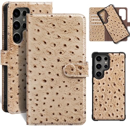 Étui en cuir Galaxy S24 Ultra blanc portefeuille antichoc