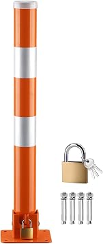 Parking Barrier Posts for Driveways Lockable Folding Car Parking Space Lock Bollard Enhanced Security for Home Garage Protection,600mm Height