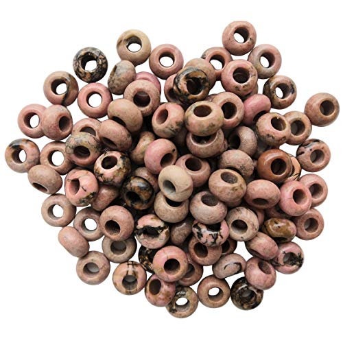 Loveliome 20 Pcs Large HoleLoose Stone Rondelle Rhodonite Beads for Crystals and Healing Stones Jewelry Makings