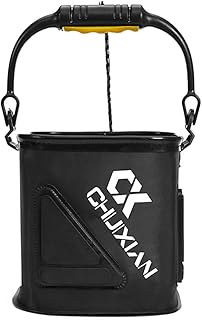 SEIWEI Cubo de pesca plegable, cubo de pesca de 8 L, cubo de cebo de pesca portátil con cuerda, cubos de agua plegables para camping, viajes, senderismo, pesca, canotaje, jardinería