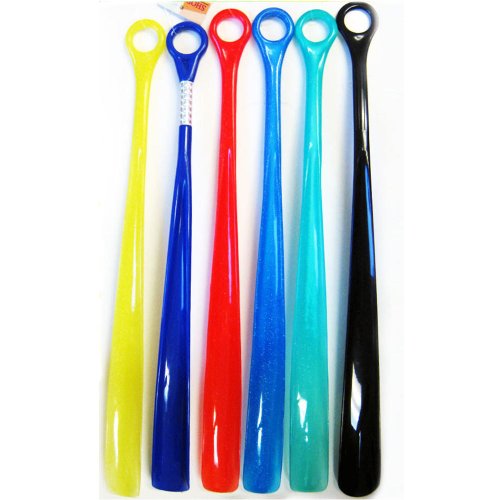 4 Pc Plastic Shoehorns Large Sturdy Flexible Shoe Horn Handle 18.5'' Extra Long, Blue #TOP3