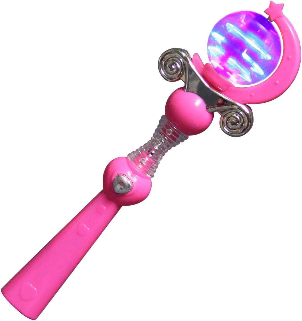 Set of 12 Pink Light Up Princess Wands with Spinning LED Lights and Magic Sound Effects