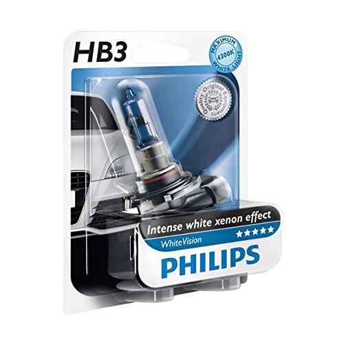 Philips 9005WHVB1 WhiteVision Lámpara Halógena, 60% más de Luz, 4300K