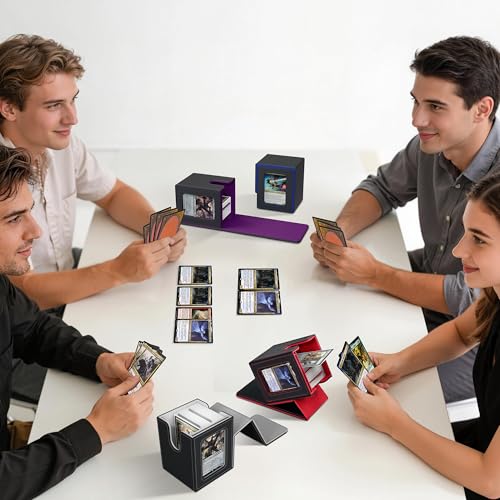 UAONO Card Storage Box for Trading Cards, 5 in 1 Card Deck Case with 4 Pcs Small Commander Deck Box, Large Card Box for MTG/TCG/PTCG Magic Sports Cards Game Playmat (Black, Gray) by UAONO - Image 8