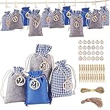 🎁 Etiquetas de madera con números de Adviento: 24 números de calendario de Adviento de madera (1 – 24), en lugar de pegatinas mieses, perfecto para fijar en el calendario de Adviento.