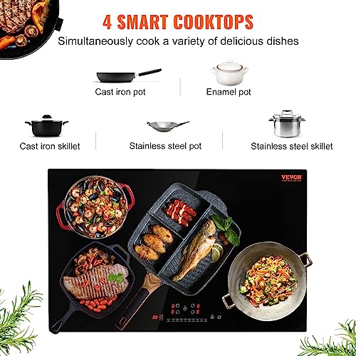 Vevor ELECTRIC COOKTOP 4 BURNERS 30 Electric Cooktop, 4 Burners, 30'' Induction Stove Top, Built-In Magnetic Cooktop 7500W, 9 Heating Level Multifunctional Burner, Led Touch Screen W/Child Lock & Over-Temperature Protection thumb #1