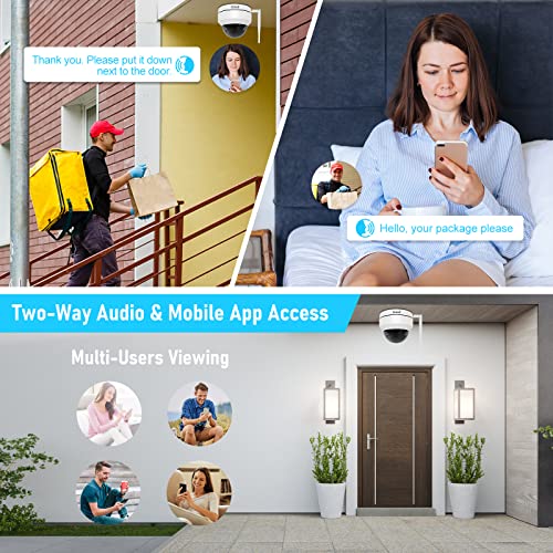 Yoluke 5Mp Ptz Wifi Camera Outdoor,5X Optical Zoom Security Outdoor Dome Camera With Ceiling Auto Track/Two Way Audio/Night Vision/128G Sd Card Slot/Human Detection/Ip66 Waterproof #TOP4